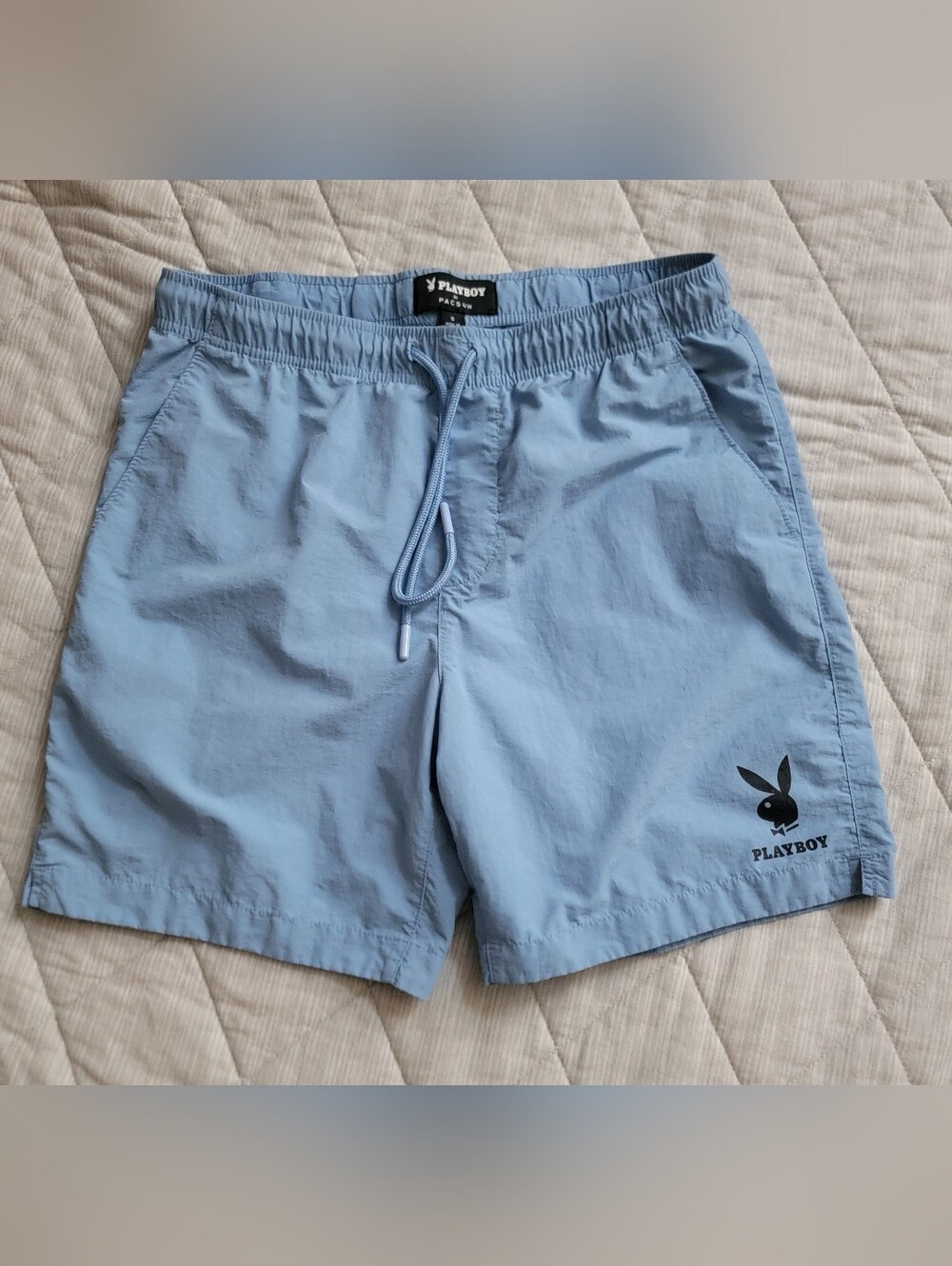 PLAYBOY Powder Blue Swim Shorts Men's Small